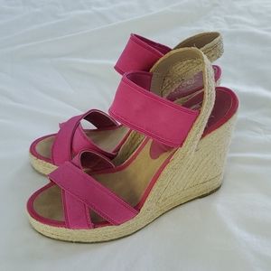 Hot Pink Nine West Wedges, size 8.5